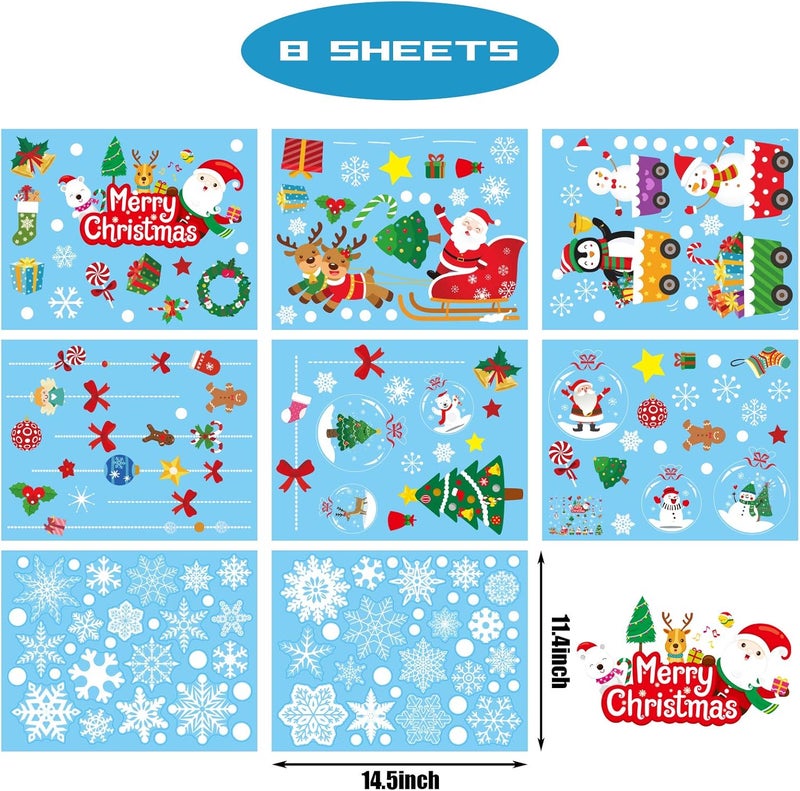 Pseutio 175 PCS Christmas Window Clings Xmas Decals Stickers for Christmas Window Decorations - Image 2